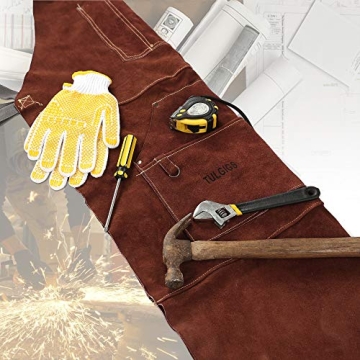 TULGIG Leather Welding Apron with Gloves & Tool Pockets