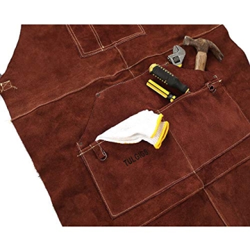 TULGIG Leather Welding Apron with Gloves & Tool Pockets