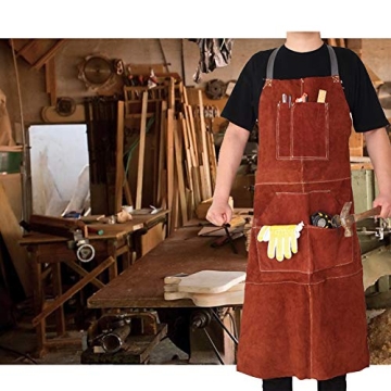 TULGIG Leather Welding Apron with Gloves & Tool Pockets