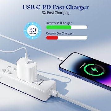 20W USB-C Fast Charger Bundle with 6FT Cables for iPhone
