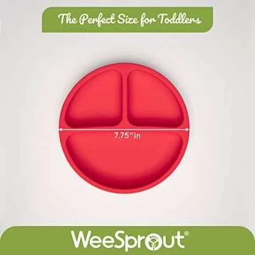 WeeSprout Suction Plates with Lids for Babies & Toddlers - 100% Silicone, Dinnerware Stays Put, Divided Design for Picky Eaters, Microwave & Dishwasher Friendly, 3 Pack