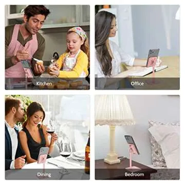 Urmust Cell Phone Stand Height Angle Adjustable Phone Stand for Desk Phone Holder for Office Compatible with iPhone 15 14 13 12 11 Pro Max X Xr 8 Plus 7 6 (Pink)