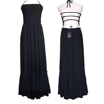 R.Vivimos Womens Summer Boho Sexy Backless Long Dresses (Small, Black)