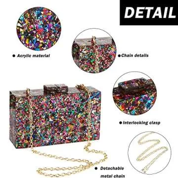 Women Clutches Evening Bags Acrylic Multicolor Purses and Handbags Shoulder Cross Body Bag Formal Wedding Prom Party Clutch Purses (Multi-colored)