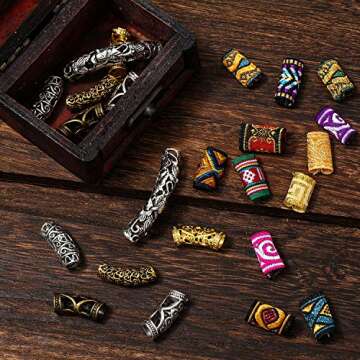 24 Pieces Dreadlock Jewelry Beads for Creative Hair Styling