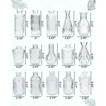Yirilan Glass Bud Vases Set of 30, Small Vases for Flowers, Clear Flower Vases in Bulk for Centerpieces, Vintage Mini Vases for Wedding Decor, Home Table Decorations.