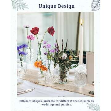 Yirilan Glass Bud Vases Set of 30, Small Vases for Flowers, Clear Flower Vases in Bulk for Centerpieces, Vintage Mini Vases for Wedding Decor, Home Table Decorations.