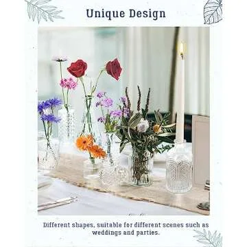 Yirilan Glass Bud Vases Set of 30, Small Vases for Flowers, Clear Flower Vases in Bulk for Centerpieces, Vintage Mini Vases for Wedding Decor, Home Table Decorations.