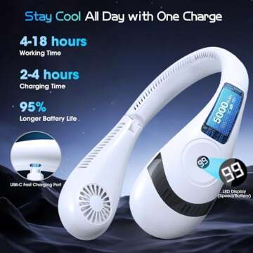 OLV Neck Fan - 5000mAh Portable 3-Speed Bladeless Cool