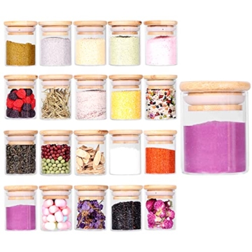 Tzerotone Mini Glass Spice Jar Set with Bamboo Lids