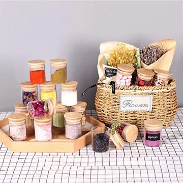 Tzerotone Mini Glass Spice Jar Set with Bamboo Lids