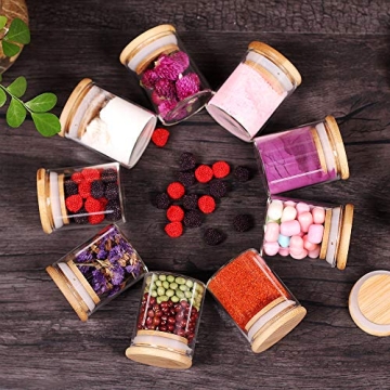 Tzerotone Mini Glass Spice Jar Set with Bamboo Lids