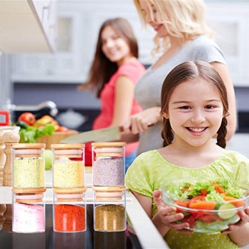 Tzerotone Mini Glass Spice Jar Set with Bamboo Lids