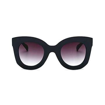 Freckles Mark Thick Fashion Butterfly Sunglasses for Women Trendy Round Cat Eye Sun Glasses (Navy Bl...