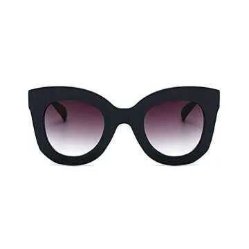 Freckles Mark Thick Fashion Butterfly Sunglasses for Women Trendy Round Cat Eye Sun Glasses (Navy Bl...
