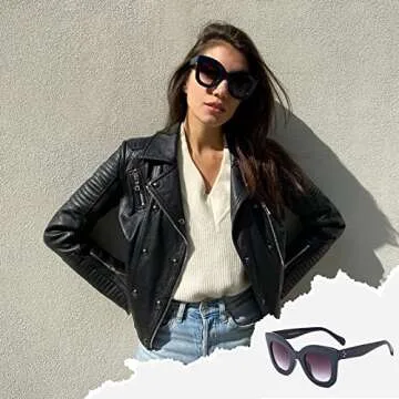 Freckles Mark Thick Fashion Butterfly Sunglasses for Women Trendy Round Cat Eye Sun Glasses (Navy Blue, 45)