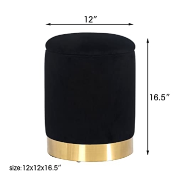 Stylish Velvet Round Storage Ottoman for Modern Living