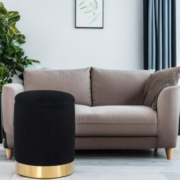 Stylish Velvet Round Storage Ottoman for Modern Living