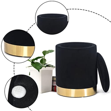 Stylish Velvet Round Storage Ottoman for Modern Living
