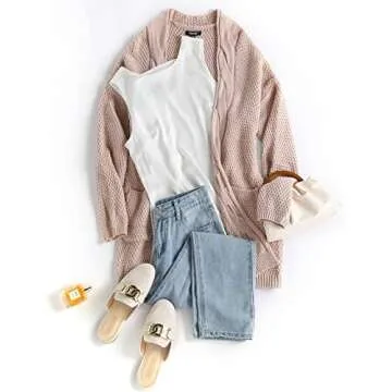 Traleubie Women's Casual Long Sleeved Cardigans with Pocket