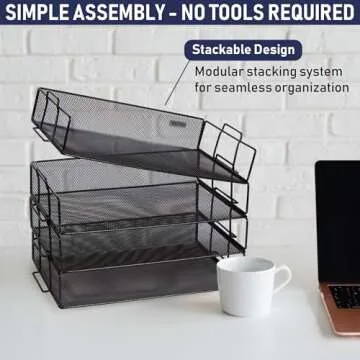 Durable 4-Tier Stackable Tray Desk Organizer for All Uses