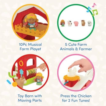 Battat Musical Toy Barn Set – 10Pc Farm Playset