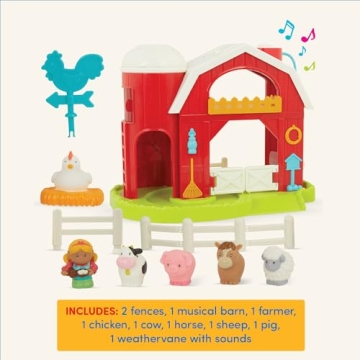Battat Musical Toy Barn Set – 10Pc Farm Playset