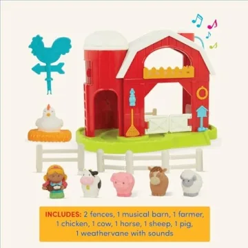 Battat Musical Toy Barn Set – 10Pc Farm Playset