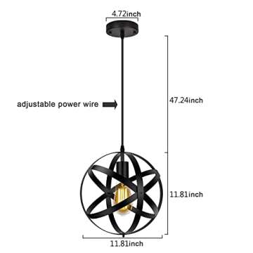 Crybeno Industrial Black Pendant Light for Stylish Spaces