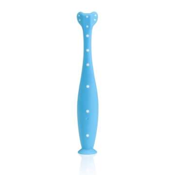Frida Baby Triple-Angle Toothhugger Training Toddler Toothbrush | Toddler Toothbrush 2 Years and Up, Cleans All Sides at Once | Blue