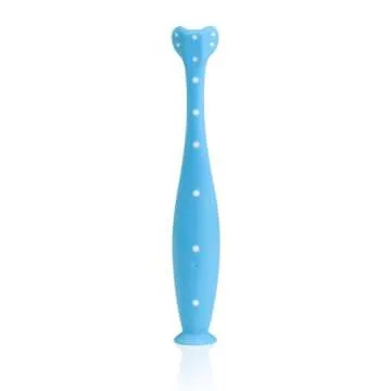 Frida Baby Triple-Angle Toothhugger Training Toddler Toothbrush | Toddler Toothbrush 2 Years and Up, Cleans All Sides at Once | Blue
