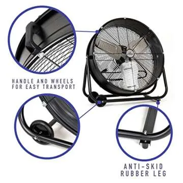 iLIVING 24" High Velocity Drum Fan Industrial, Commercial, Residential Air Circulator for Garage, Shop, Patio, Barn, Greenhouse, Speed Control 7700CFM, UL Listed,Black