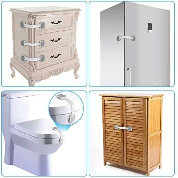 4PCS Baby Safety Cabinet Locks - Adjustable Safety Locks for Securing Cabinets, Drawers, and Applian...