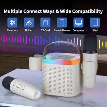 Karaoke Machine for Kids Adults，Portable Bluetooth Speaker，Speaker with 2 Wireless Microphones?...