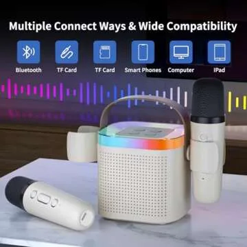 Karaoke Machine for Kids Adults，Portable Bluetooth Speaker，Speaker with 2 Wireless Microphones?...