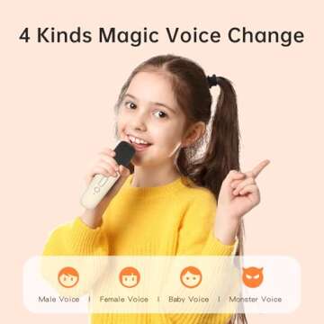 Karaoke Machine for Kids Adults，Portable Bluetooth Speaker，Speaker with 2 Wireless Microphones，with 5 Sound Mode，All Smartphones, for Home Party, Karaoke Microphone Toys，Gifts for Girls Boys (Milky)
