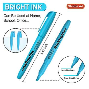 Shuttle Art Highlighters, 30 Pack Highlighters Assorted Colors, 10 Colors Chisel Tip Dry-Quickly Non-Toxic Highlighter Markers for Adults Kids Highlighting in Home School Office