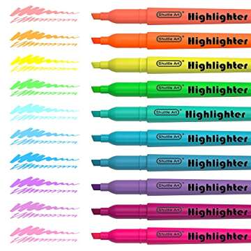 Shuttle Art Highlighters, 30 Pack Highlighters Assorted Colors, 10 Colors Chisel Tip Dry-Quickly Non-Toxic Highlighter Markers for Adults Kids Highlighting in Home School Office