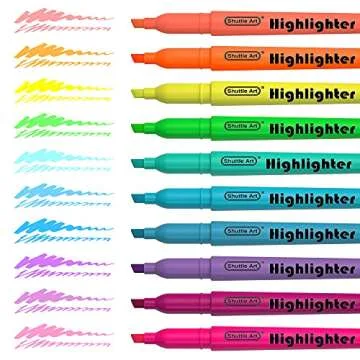 Shuttle Art Highlighters, 30 Pack Highlighters Assorted Colors, 10 Colors Chisel Tip Dry-Quickly Non-Toxic Highlighter Markers for Adults Kids Highlighting in Home School Office