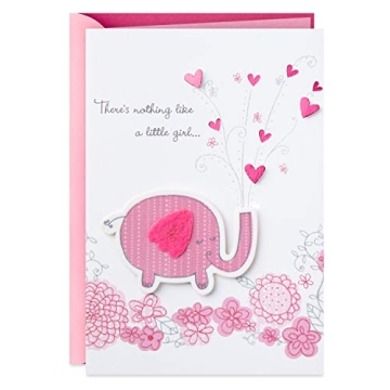 Welcome New Baby Girl Pink Elephant Hallmark Card