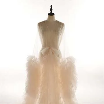 Elegant Sheer Lingerie for Women Bridal Robe Fluffy Maternity Robe for Photoshoot