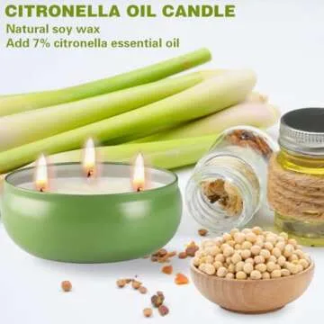 Citronella Candles Set - 3 Wick Mosquito Repellent Candles