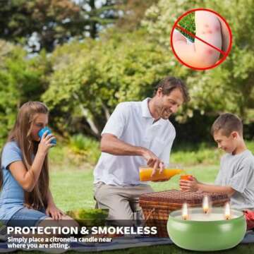 Citronella Candles Set - 3 Wick Mosquito Repellent Candles