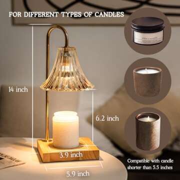 Marycele Candle Warmer Lamp with Timer, Candle Wax Warmer Flower Lamp, Dimmable Desk Lamp for Bedroom, Mothers Day Gifts for Mom, Home Fragrance Accessories for Dorm Room House Warming Gifts New Home