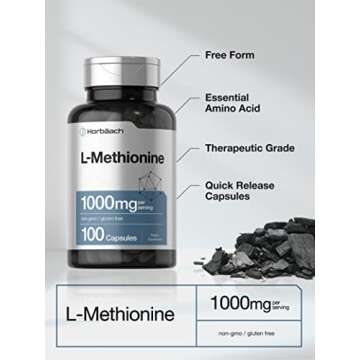Horbäach L-Methionine 1000mg Capsules | Non-GMO & Gluten-Free