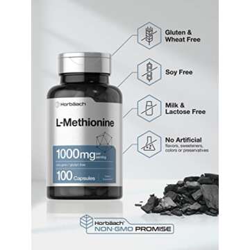 Horbäach L-Methionine 1000mg Capsules | Non-GMO & Gluten-Free