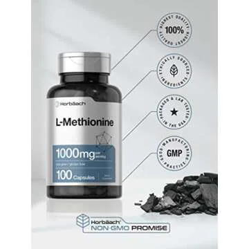 Horbäach L-Methionine 1000mg Capsules | Non-GMO & Gluten-Free