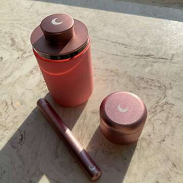 Brando Moon Glass Storage Jar Pro with Airtight Lid Engraved with Moon - Smell Proof and Airtight Multi-Use Stash Container for Coffee etc - Perfect Travel Size 4" and 280ml (Rose Gold)