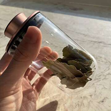 Brando Moon Glass Storage Jar Pro with Airtight Lid Engraved with Moon - Smell Proof and Airtight Multi-Use Stash Container for Coffee etc - Perfect Travel Size 4" and 280ml (Rose Gold)