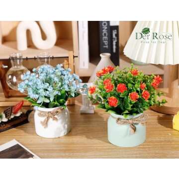Der Rose 4 Pack Fake Flowers for Elegant Home Decor